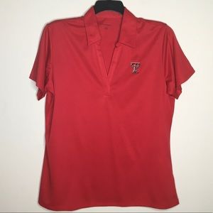 Texas Tech women’s red v-neck polo, size XXL